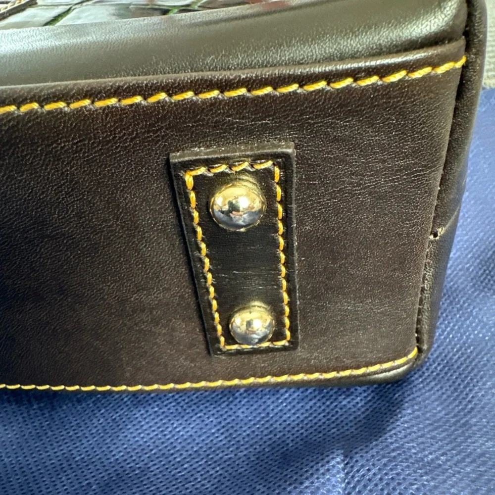 Dooney & Bourke Black and Green Croc-Embossed Leather Satchel - Picture 5 of 16